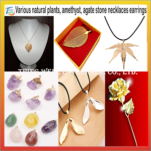 Various natural leaf amethyst agate stone necklace earrings